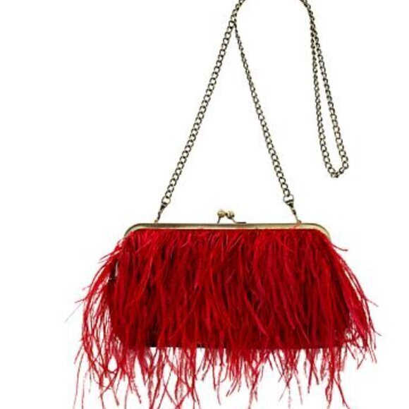Patricia Nash Handbags - Patricia Nash Potenaz Feathers Leather Frame Crossbody Bag RUBY RED nwt